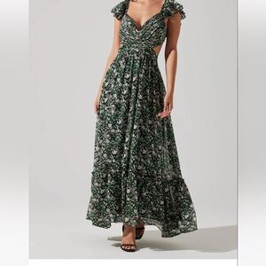 ASTR THE LABEL PRIMROSE FLORAL STRAPPY BACK MAXI DRESS